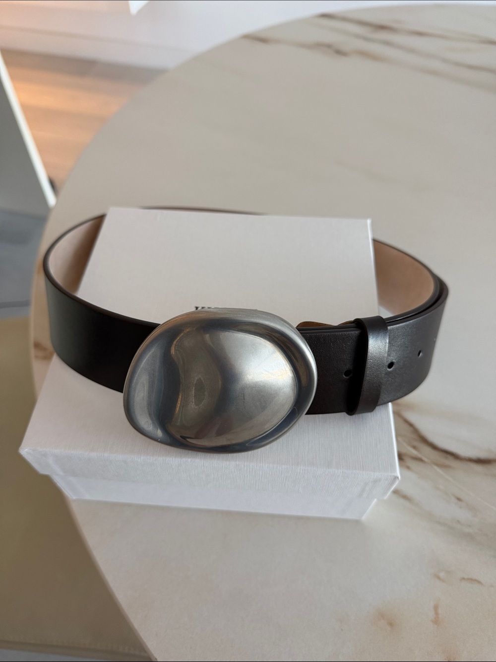 KHAITE brown Keefe leather belt